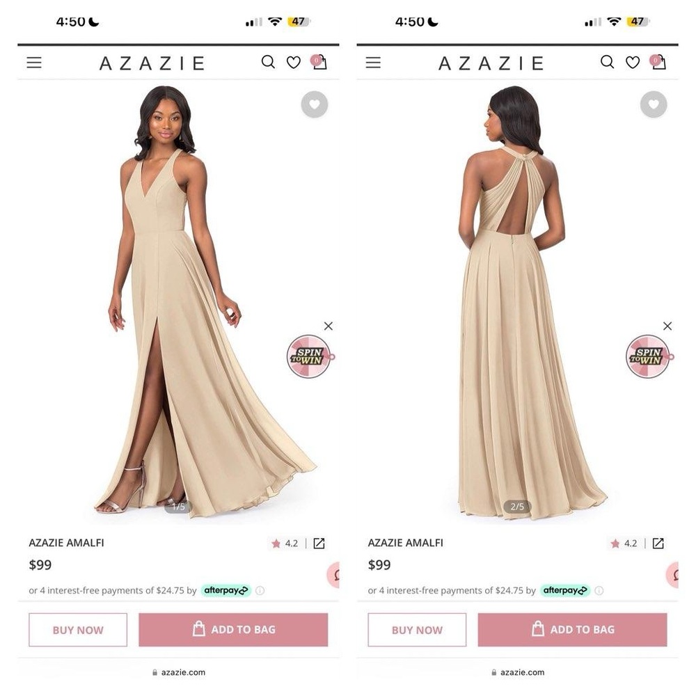 Azazie Amalfi Beige Gown